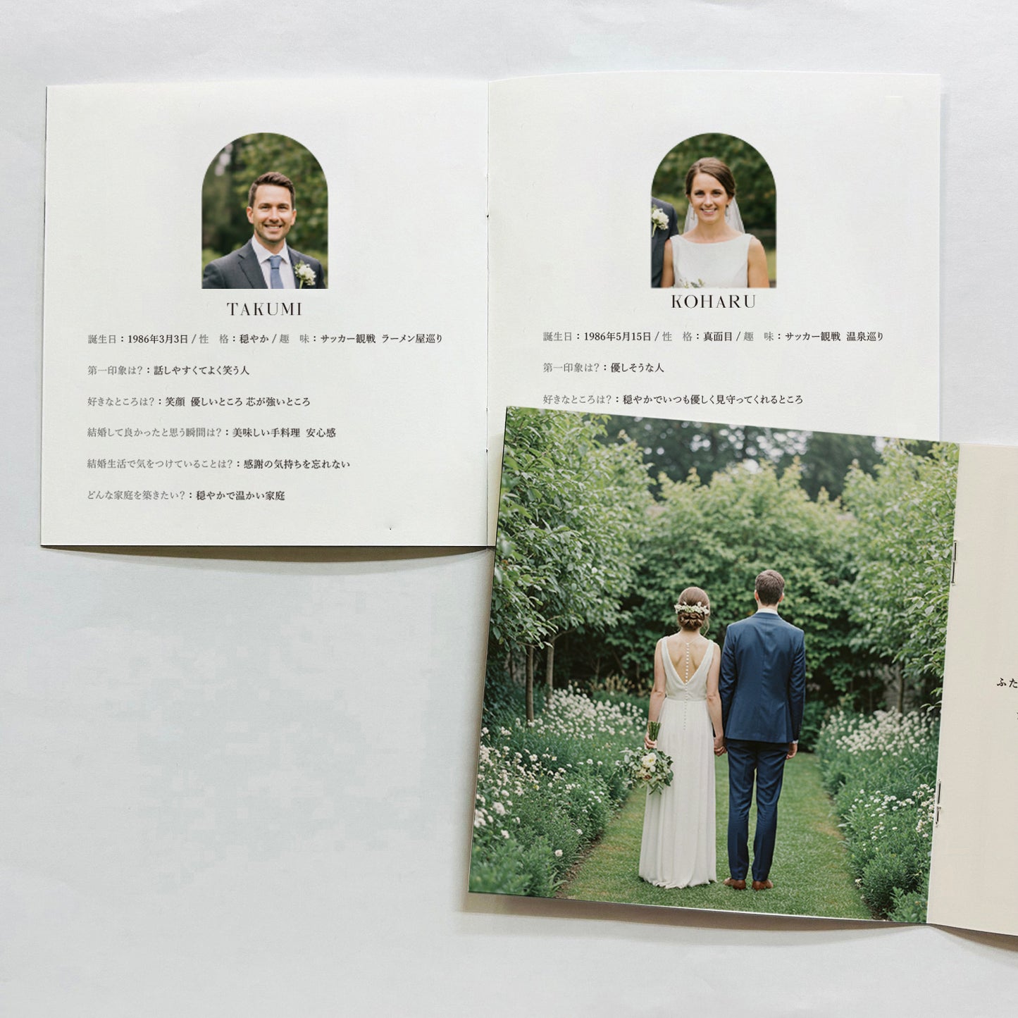 8Pスクエア型プロフィールブック(席次表なし)03|席次表無し|選べる内容|結婚式|披露宴
