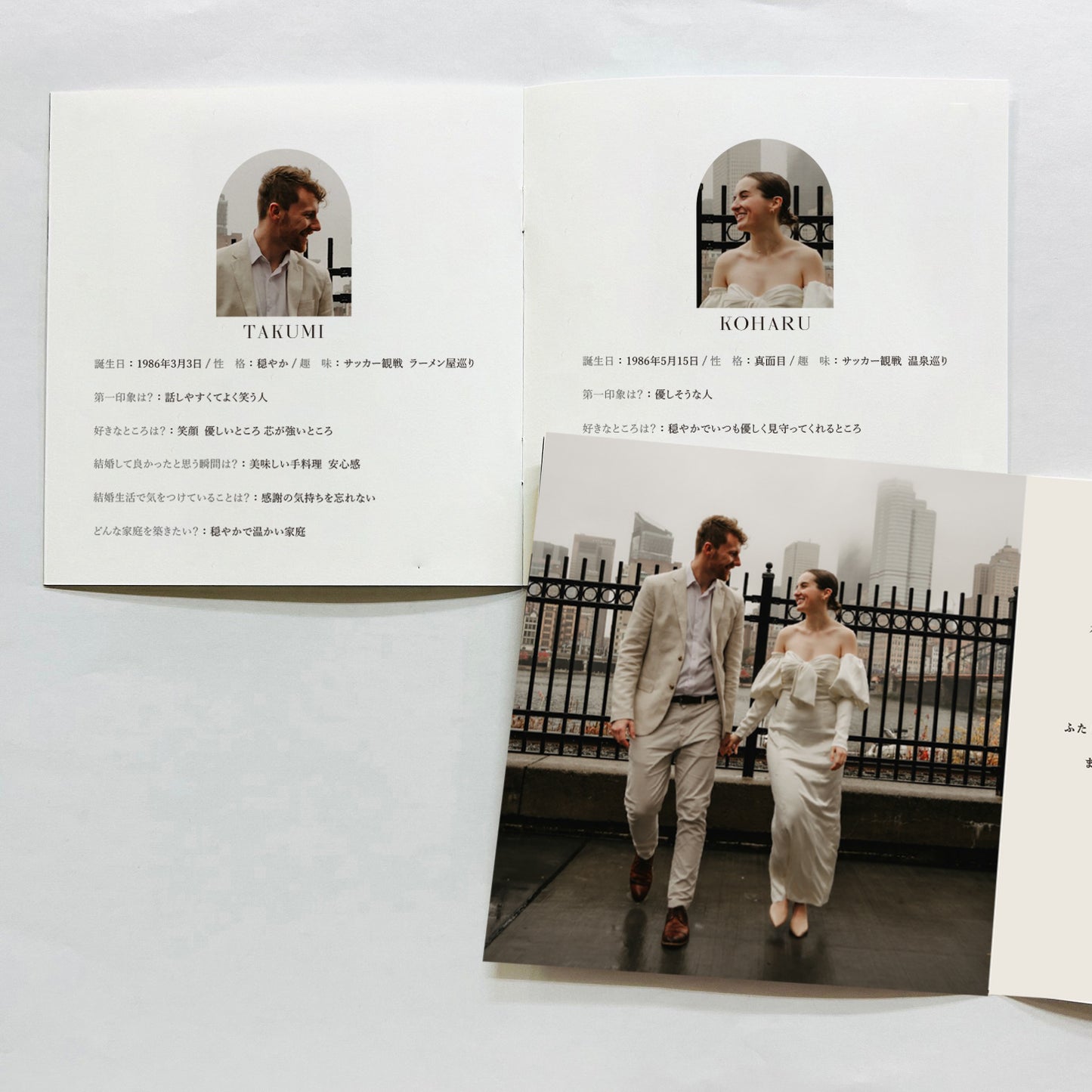 8Pスクエア型プロフィールブック(席次表なし)01|席次表無し|選べる内容|結婚式|披露宴