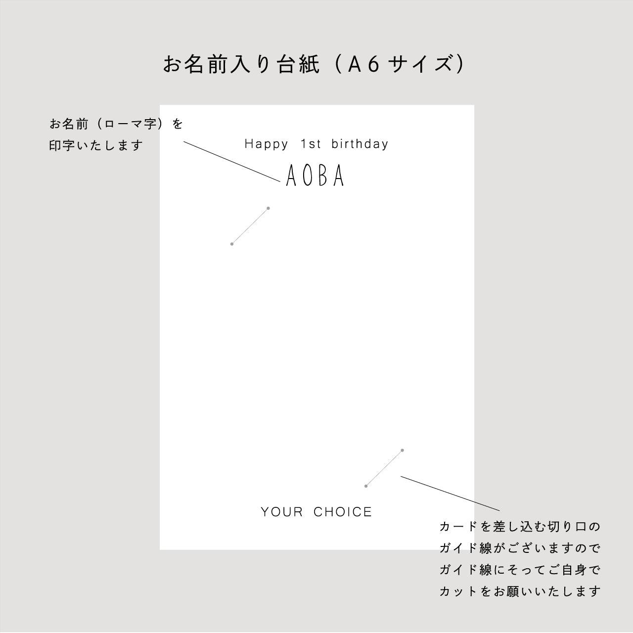 【選び取りカード10枚】名刺サイズ|1歳記念|お名前入り台紙(オプション) - true heart is put.