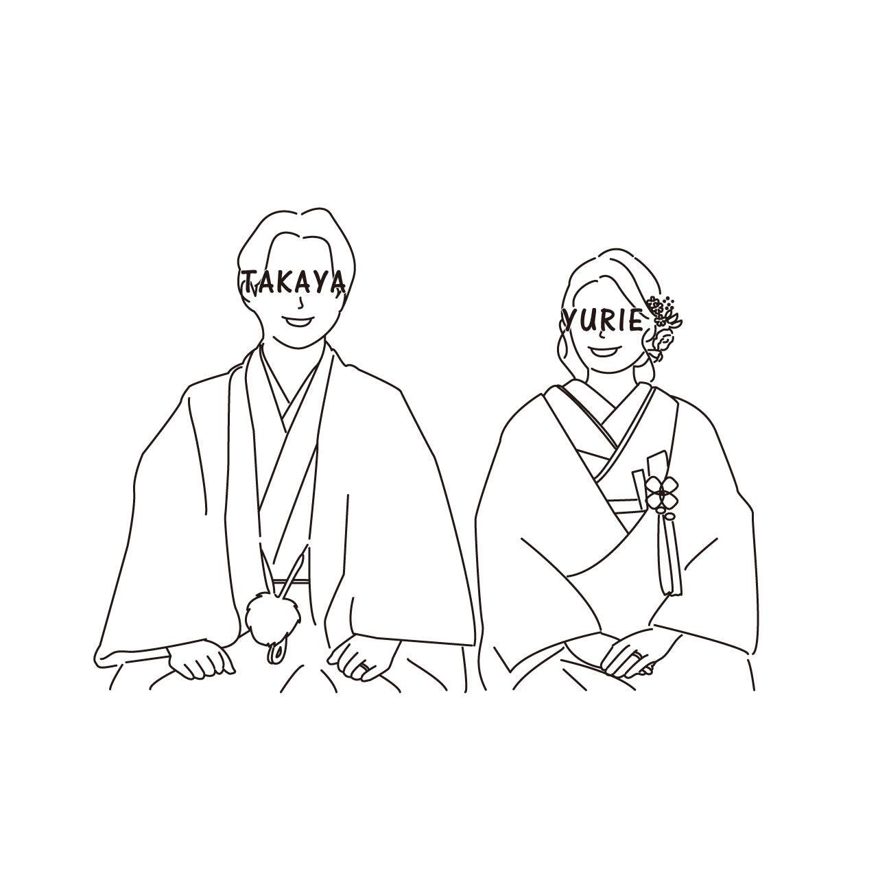 【三つ折り席次表】似顔絵シルエット |■ご注文最小15部より