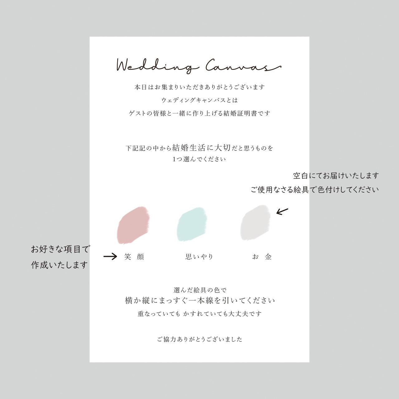 ゲスト参加型結婚証明書】ウェディングキャンバスボード｜見本